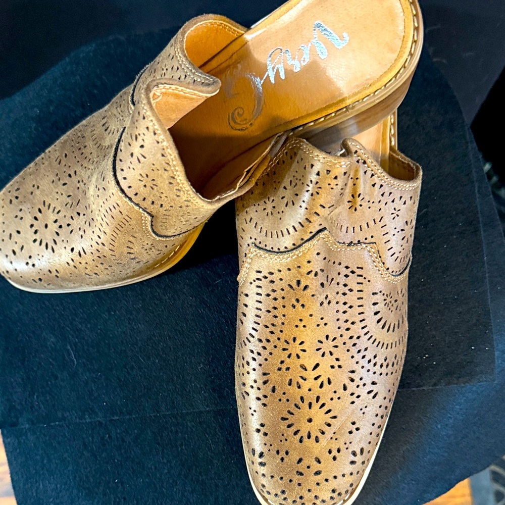 Brown Laser Cut Mules
